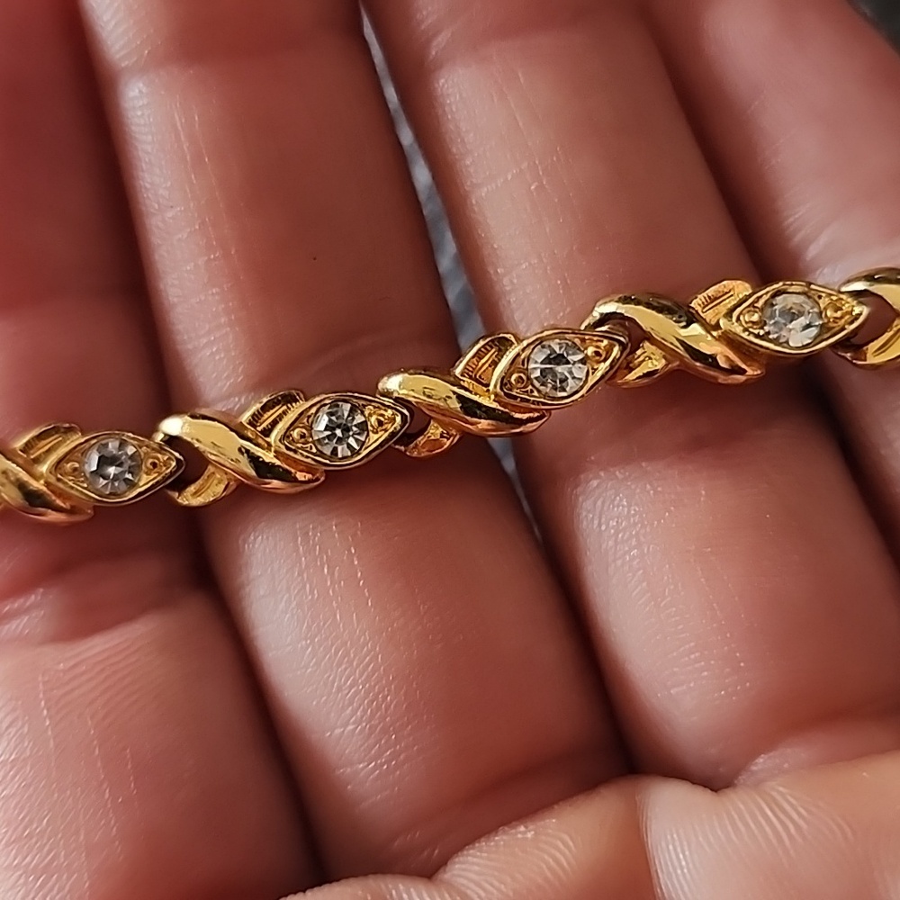 Gold-Tone Crystal Link Bracelet - Women Jewelry
